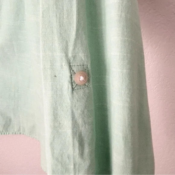Riders by Lee Womens Mint Green V-Neck Top Roll-Tab Sleeves Large - Picture 5 of 6